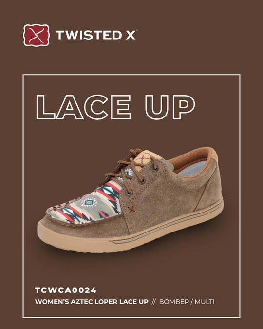 Womens Twisted X Aztec Loper Lace up Moc Shoe - Bomber / Multi