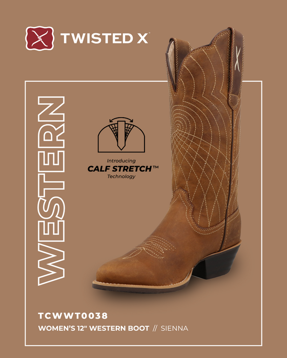 Womens Twisted X 12" Western Boot - Sienna