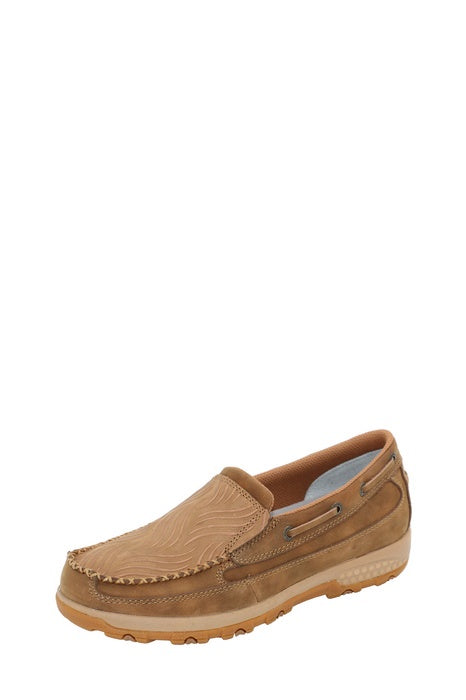 Womens Twisted X Wave Cell Stretch Slip on Moc Shoe - Brown / Bronze