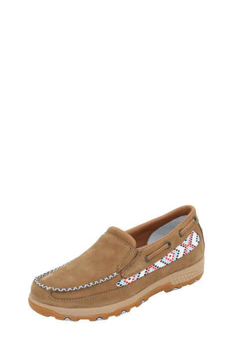 Womens Twisted X Aztec Cell Stretch Slip on Moc Shoe - Brown / Sky
