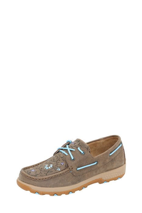 Womens Twisted X Floral Cell Stretch Lace up  Moc Shoe - Brown / Sky