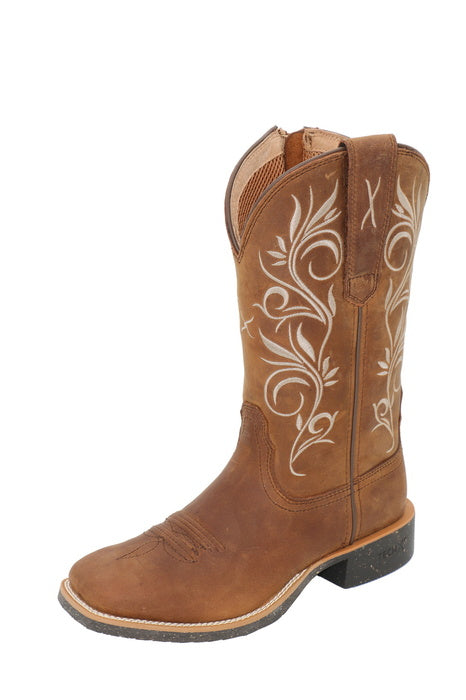 Womens Twisted X 11" Tech X2 Zip Side Western Boot - Oiled Brown