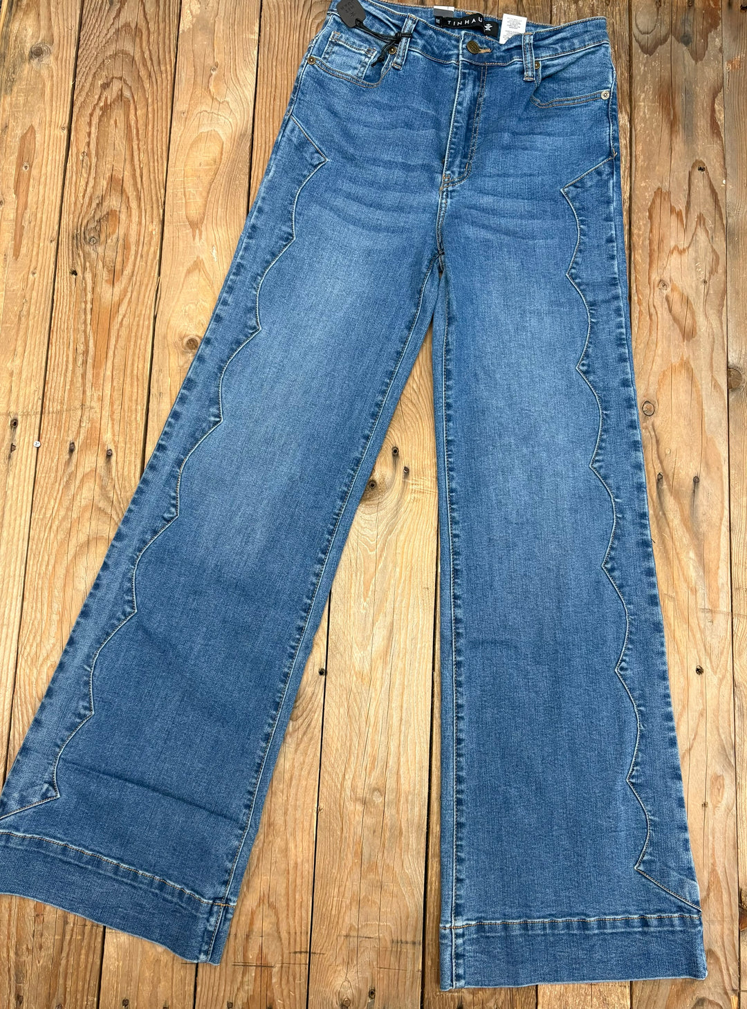 Womens Tin Haul 870 Claire Seam Yoke Wide Leg Denim Jean - Blue