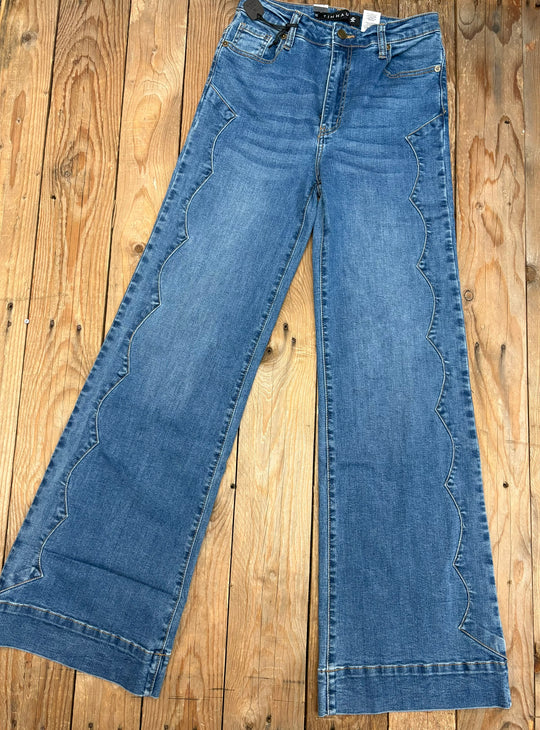 Womens Tin Haul 870 Claire Seam Yoke Wide Leg Denim Jean - Blue