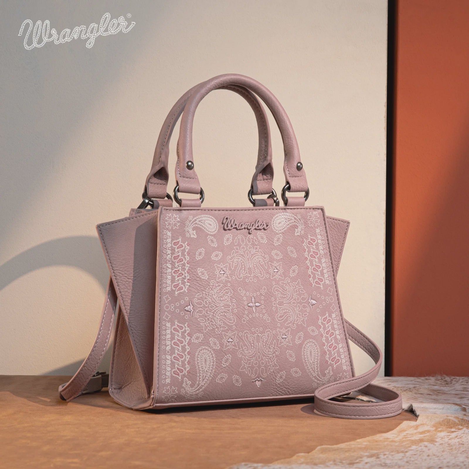 Wrangler Paisley Mini Satchel/ Crossbody - Dusty Pink (7328004472909)