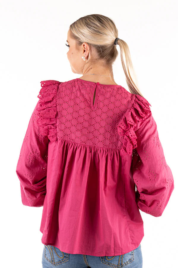 Womens Wisteria Lane WL337 Blouse - Hot Pink (7438832009293)