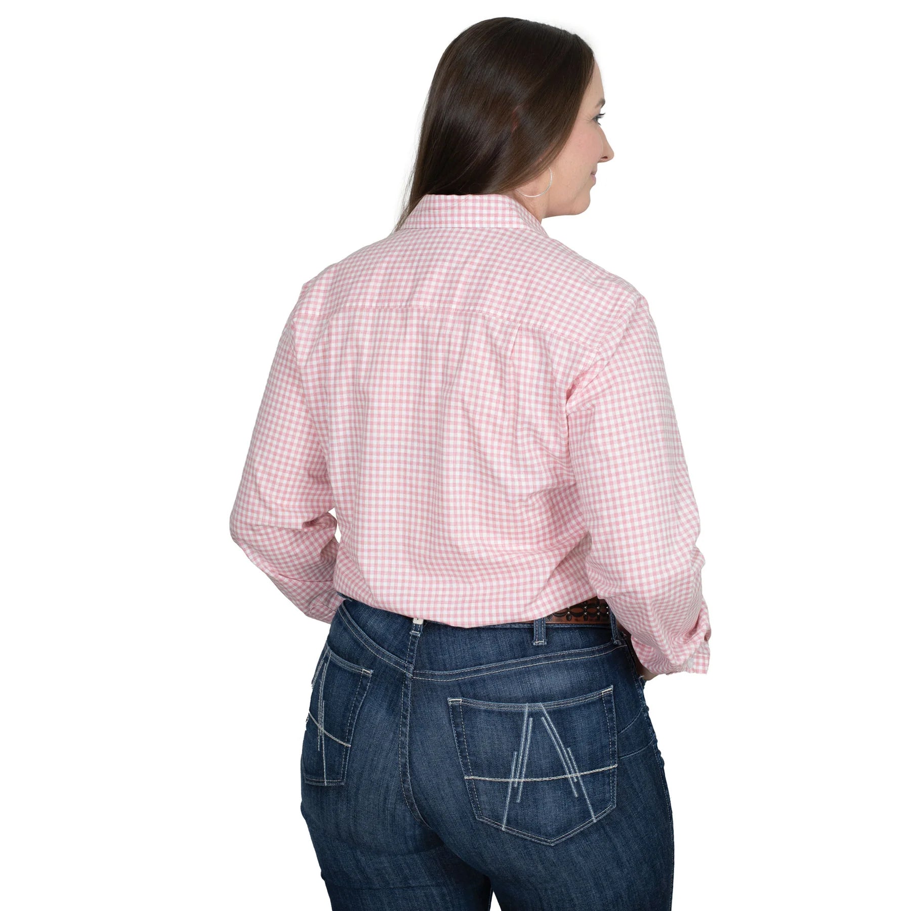 Womens Just Country Abbey Full Button Check Workshirt - Flamingo Pink Small Check (7502332952653)