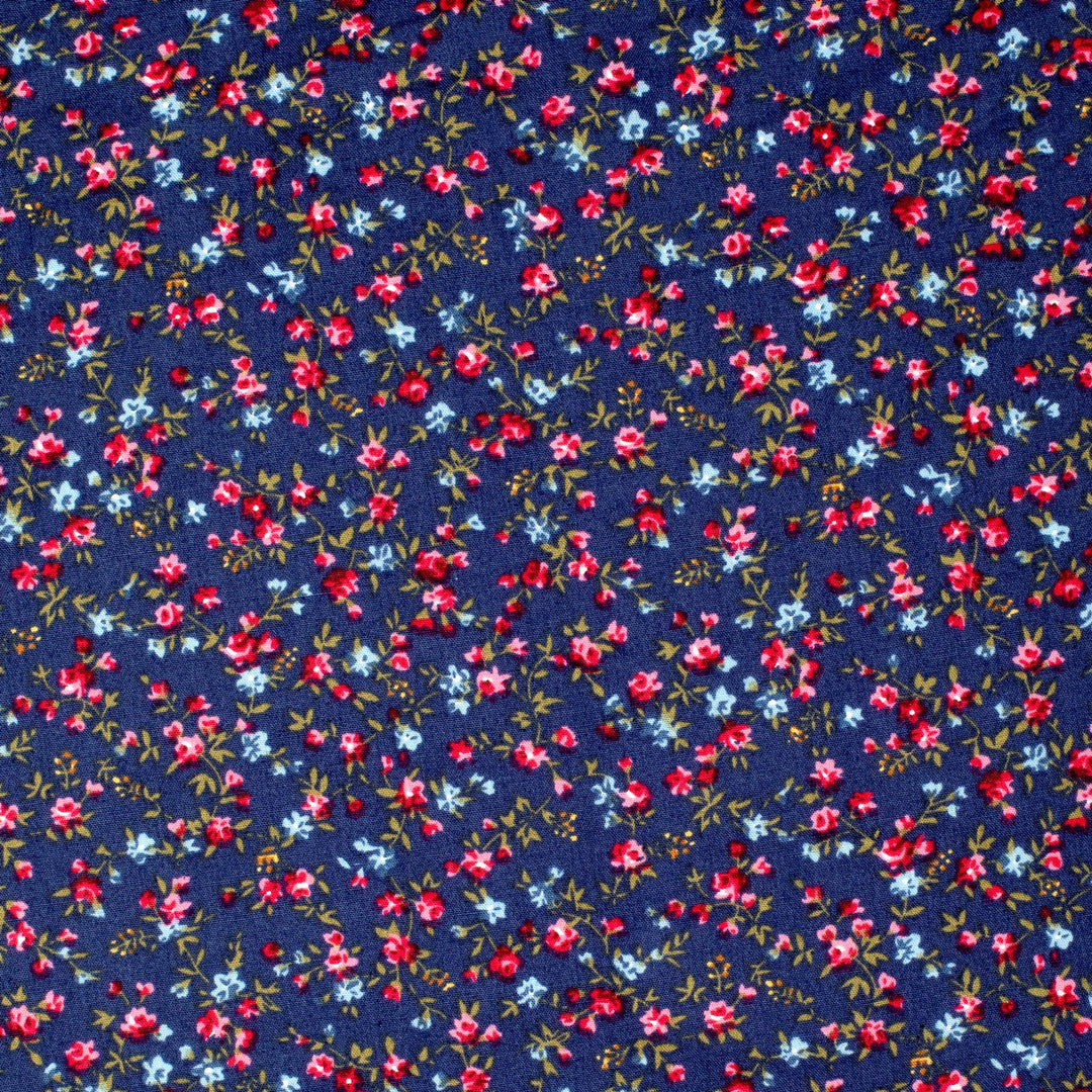 Womens Just Country Georgie Half Button Print Workshirt - Navy Roses (7502333083725)