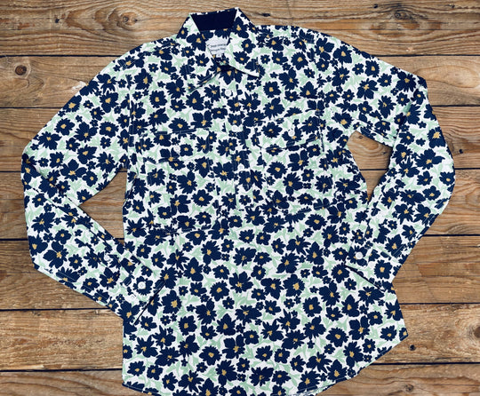 Womens Just Country Georgie Half Button Print Workshirt - White Cosmos (7132015984717)