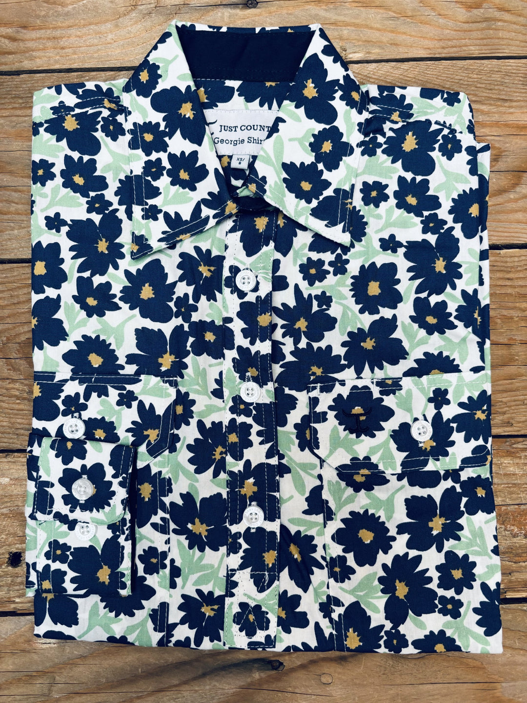 Womens Just Country Georgie Half Button Print Workshirt - White Cosmos (7132015984717)