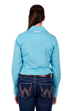 Womens Wrangler Akilah LS Shirt - Aqua (6894478360653)