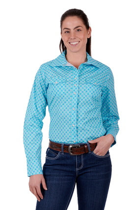 Womens Wrangler Akilah LS Shirt - Aqua (6894478360653)