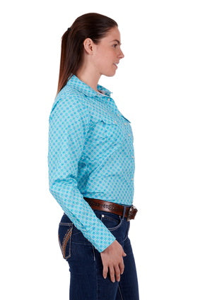 Womens Wrangler Akilah LS Shirt - Aqua (6894478360653)