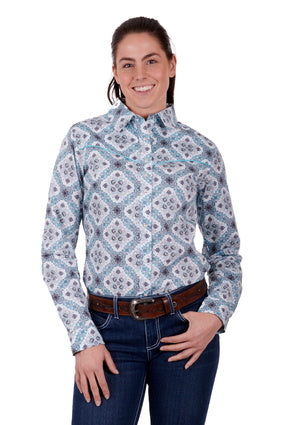 Womens Wrangler Neda LS Shirt - Aqua (6894478032973)