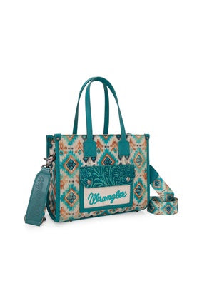 Wrangler Aztec Crossbody Tote Bag - Turquoise (7376235593805)