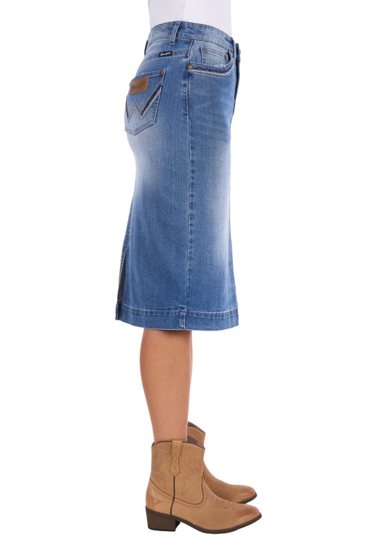 Womens Wrangler Emmie Denim Skirt - Kora Blue
