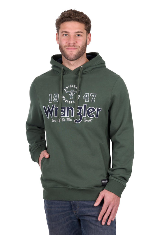 Mens Wrangler Glen Pullover Jumper Hoodie - Cypress Green