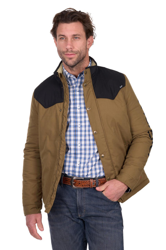 Mens Wrangler Ruben Canvas Jacket - Dark Tan / Black