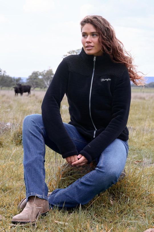 Womens Wrangler Eden Bonded Sherpa Jacket - Black