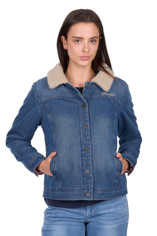 Womens Wrangler Dixie Reversible Jacket - Denim / Aztec / Sherpa