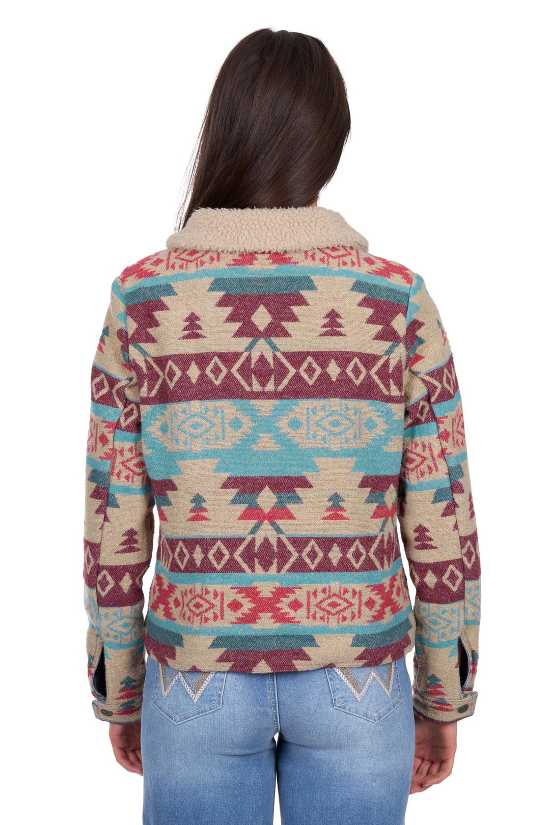 Womens Wrangler Dixie Reversible Jacket - Denim / Aztec / Sherpa
