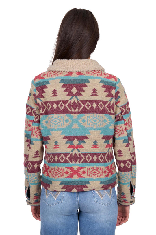 Womens Wrangler Dixie Reversible Jacket - Denim / Aztec / Sherpa