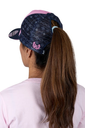 Womens Wrangler Andy High Profile Trucker Cap - Navy / Pink