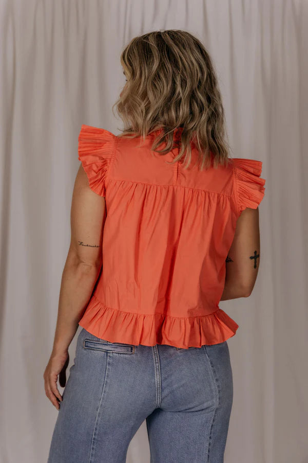 Womens El Jay Annie Flutter Top - Cantaloupe