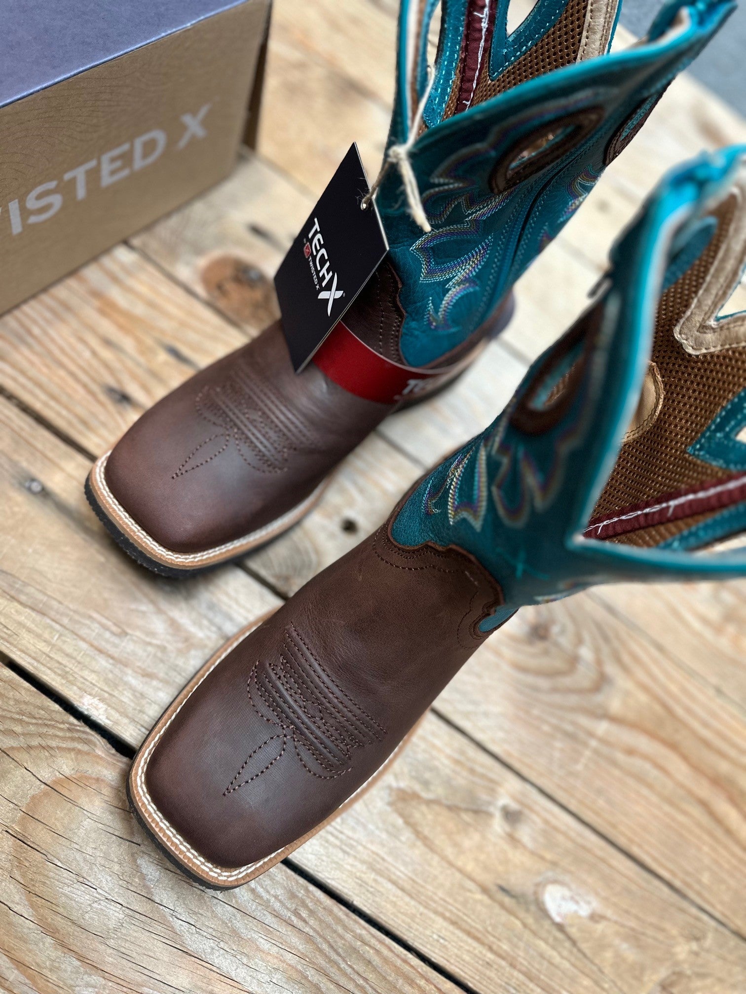 Womens Twisted X 9" Tech X2 Zip Boot - Chocolate Truffle / Ocean (7495251722317)