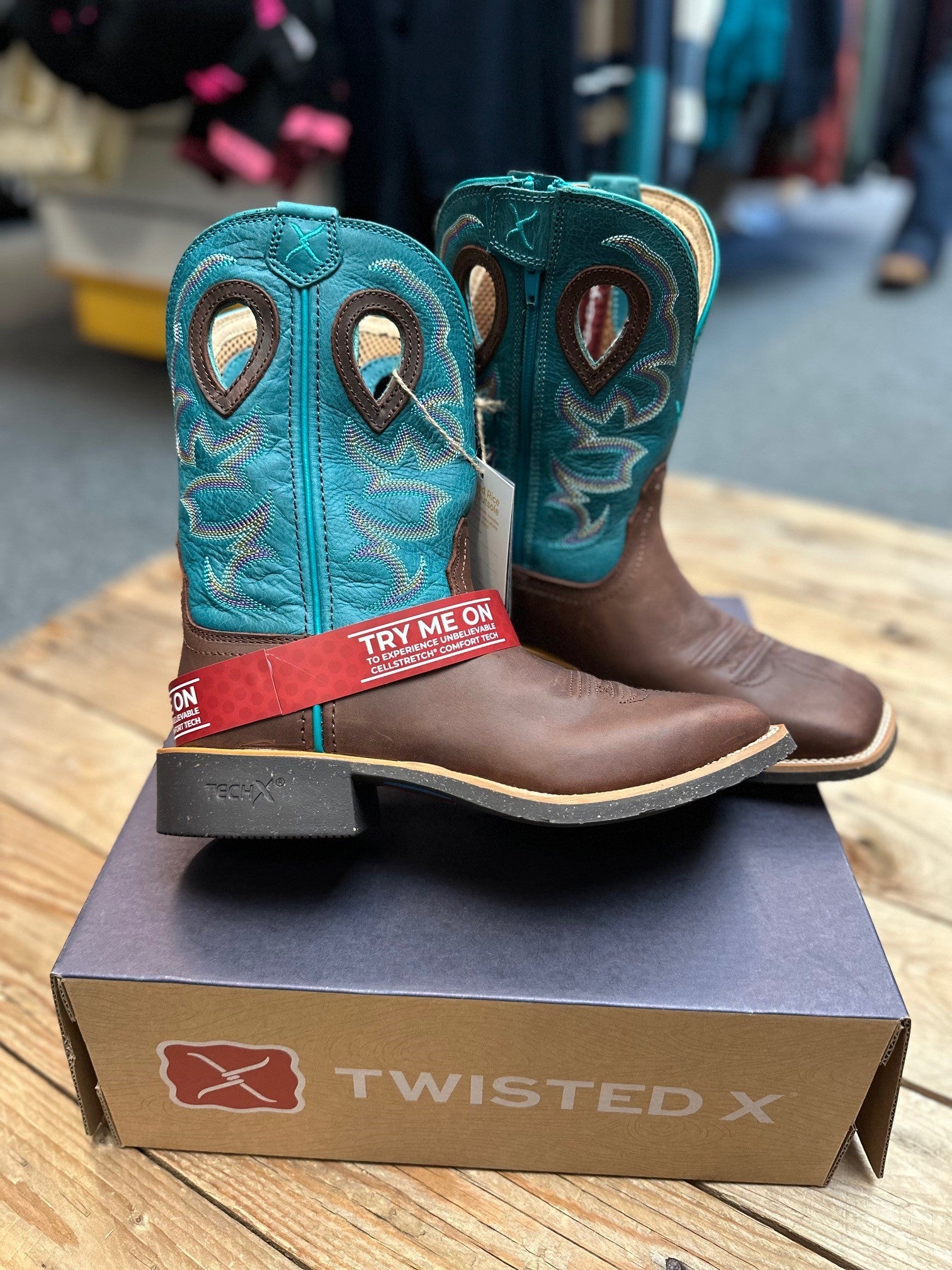 Womens Twisted X 9" Tech X2 Zip Boot - Chocolate Truffle / Ocean (7495251722317)