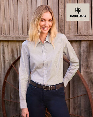 Womens Hard Slog Ash Long Sleeve Shirt - Green, Light Blue or Pink
