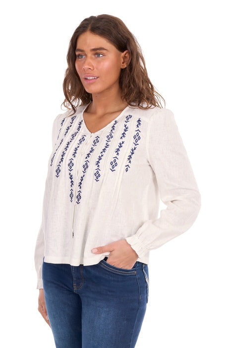 Womens Wrangler Ava Long Sleeve Blouse - White