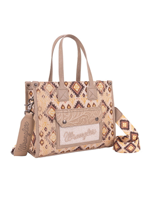 Womens Wrangler Aztec Crossbody Tote Bag - Light Blue or Camel