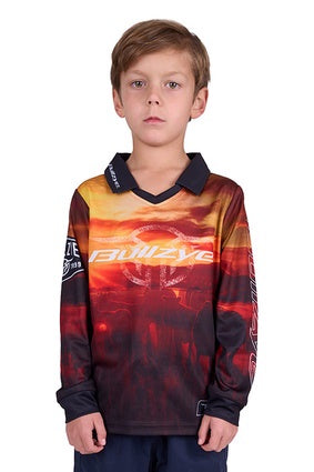 Boys Kids Bullzye Cam Fishing Shirt - Orange / Red (7350927786061)