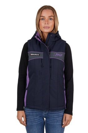 Womens Bullzye Carla Vest - Navy with Turquoise or Purple (7131529543757)