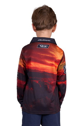 Boys Kids Bullzye Cam Fishing Shirt - Orange / Red (7350927786061)