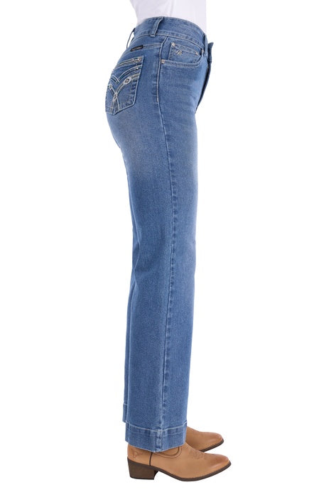 Womens Pure Western Banks Mid Waisted Trouser Jean - 30 Leg