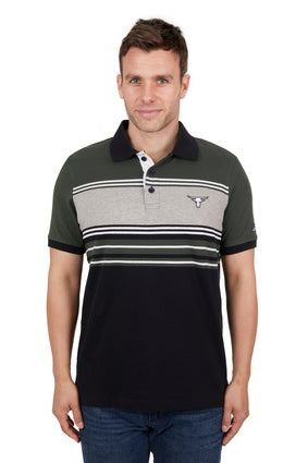 Mens Pure Western Beck Polo - Black / Green (7351243604045)