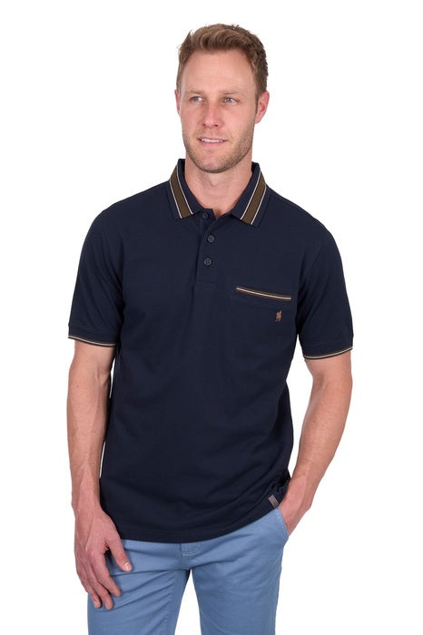 Men’s Thomas Cook Ben Tailored 1-Pocket Short Sleeve Polo - Navy