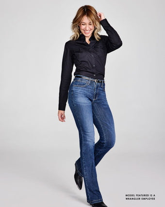 Womens Wrangler Bespoke High Rise Boot Cut Jean - 32 34 or 36 Leg