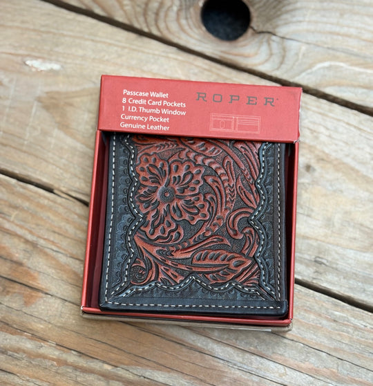 Roper Tooled Leather Brown Wallet