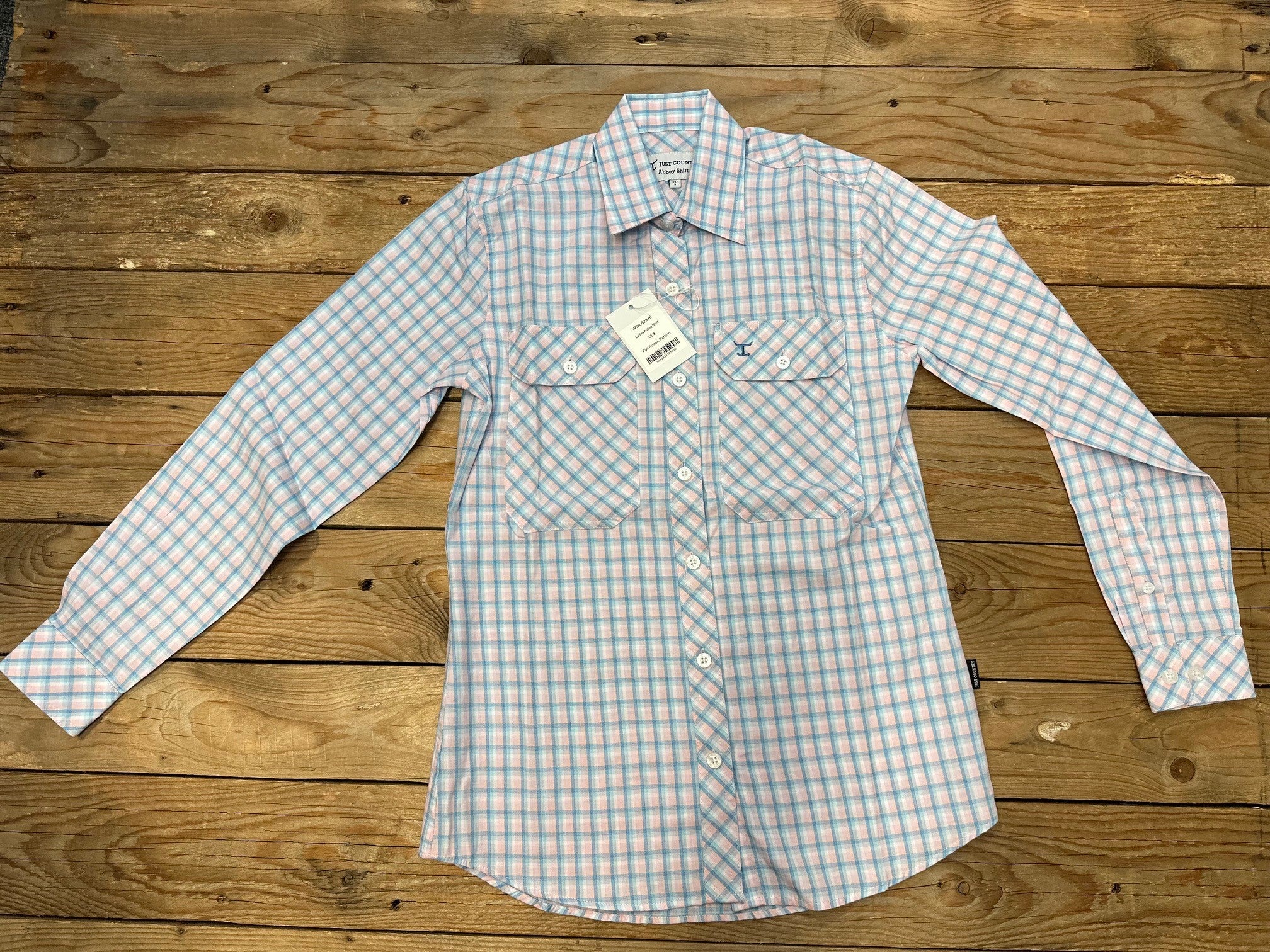 Womens Just Country Abbey Full Button Check Workshirt - Blue / Light Pink (7497022734413)