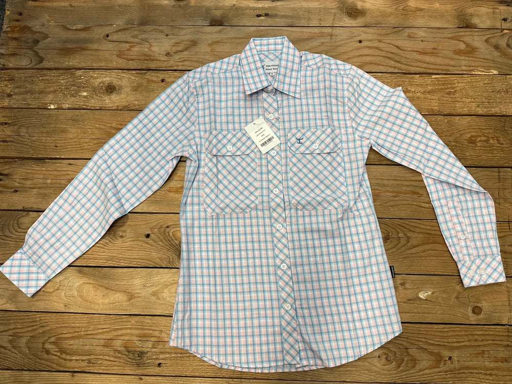 Womens Just Country Abbey Full Button Check Workshirt - Blue / Light Pink (7497022734413)