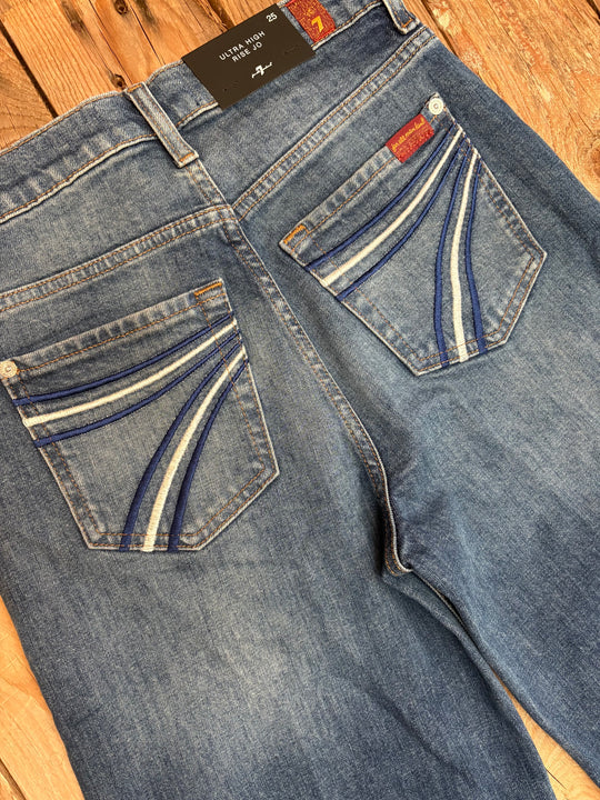 Womens 7 for All Mankind Ultra High Rise Jo Wide Leg Jean - Bluefern