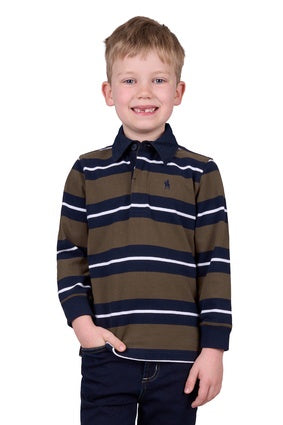 Boys Thomas Cook Peter Rugby Shirt Jumper - Navy / Dark Tan (7542044524621)