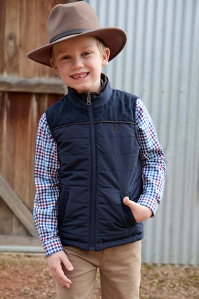 Boys Kids Thomas Cook Nathan Reversible Vest - Dark Brown / Navy (7542043770957)