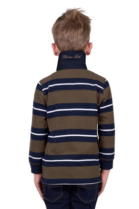 Boys Thomas Cook Peter Rugby Shirt Jumper - Navy / Dark Tan (7542044524621)