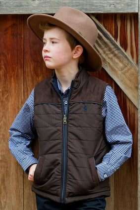 Boys Kids Thomas Cook Nathan Reversible Vest - Dark Brown / Navy (7542043770957)