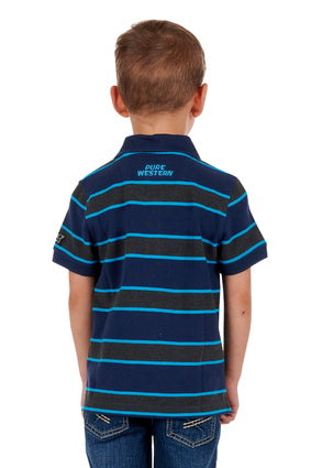 Boys Pure Western Peters Polo Shirt - Navy / Charcoal (6895106392141)