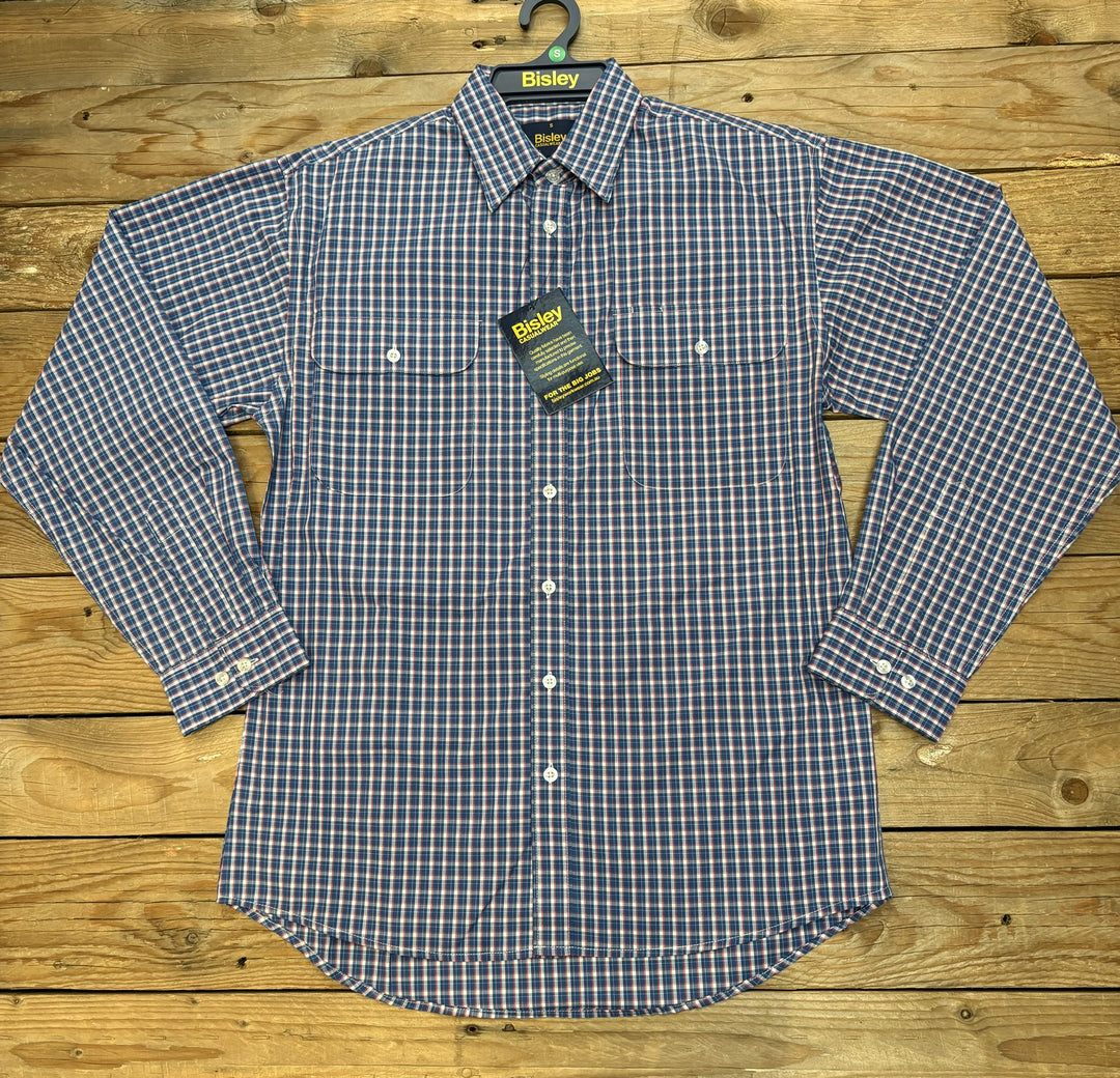 Mens Bisley Long Sleeve Shirt - Pink Check